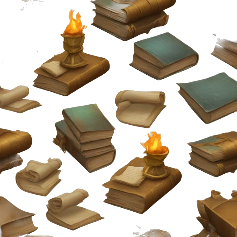 pile of books and scrolls, dungeons and dragons emoji