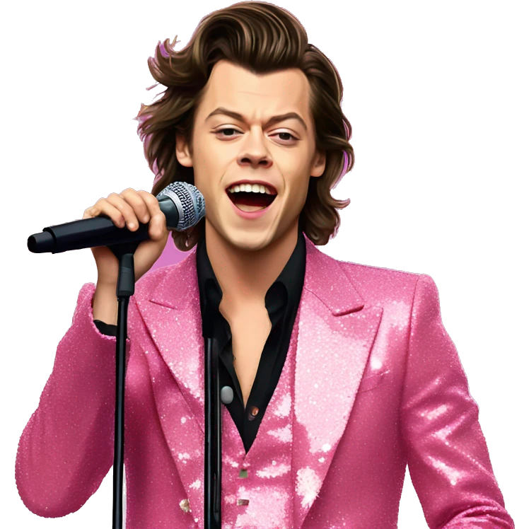 singer Harry Styles while performing kiwi sparkly pink outfit emoji