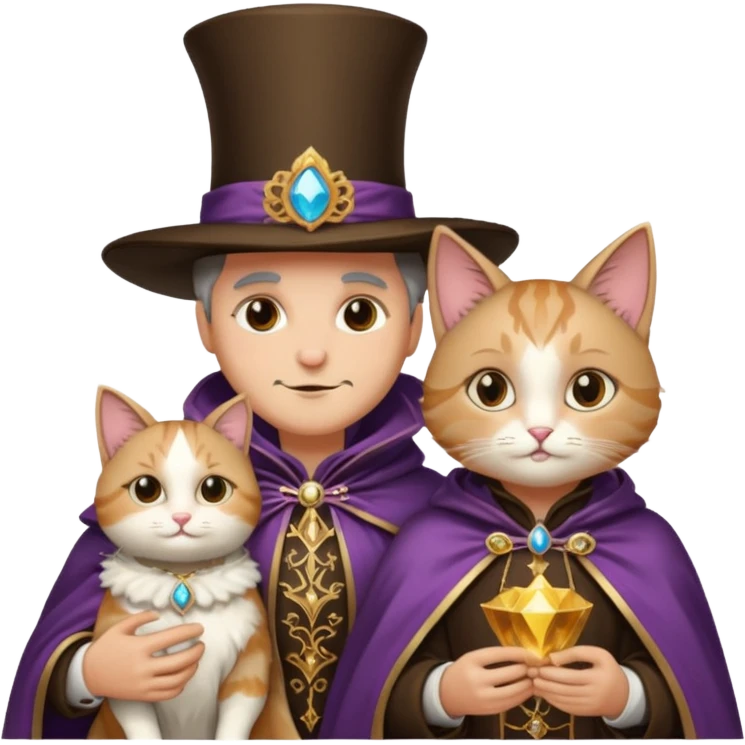 magician couple and their pet cat emoji