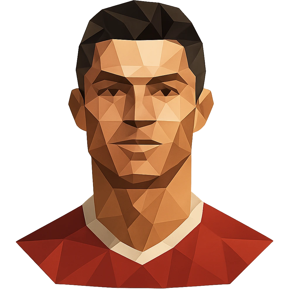 Cristiano Ronaldo as a polygonal icon, geometric shapes, stylized emoji