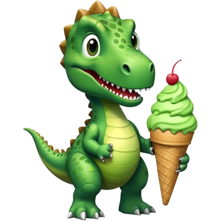 Dinosaur with a ice cream cone emoji