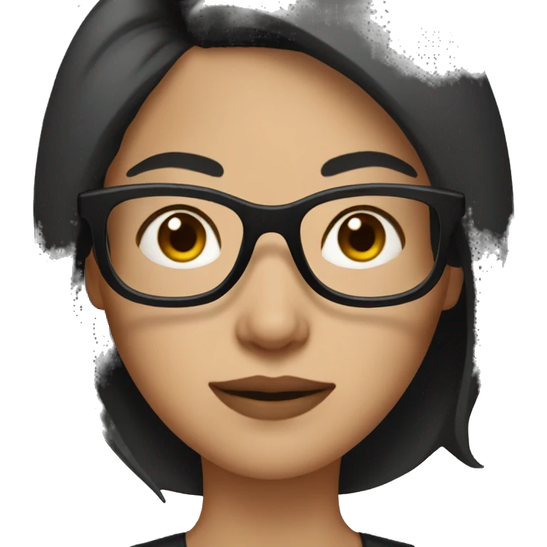 woman with dark short brown hair and black glasses emoji