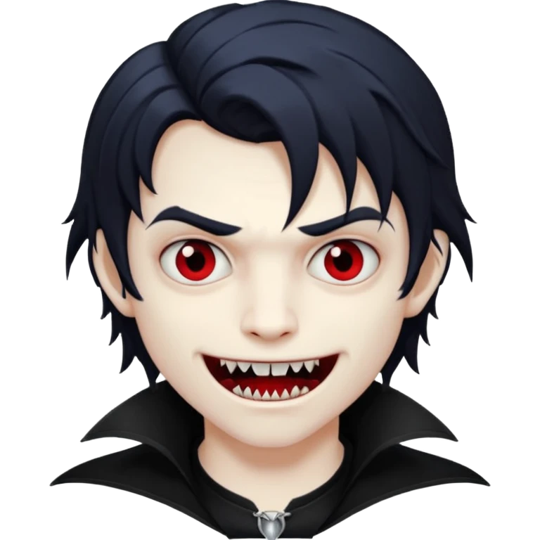 Vampire boy with fangs and half long wavy emo hair  emoji