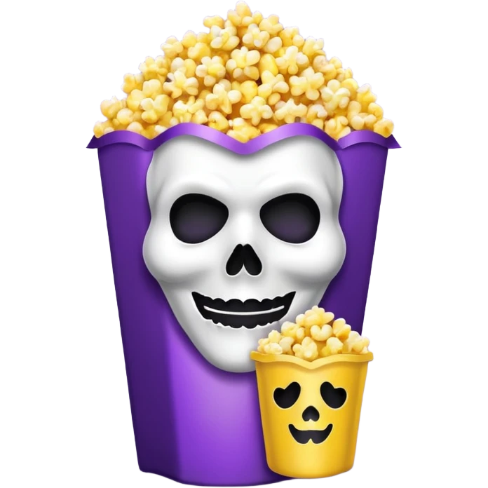 Glitter purple and yellow popcorn with ghostface mask in packaging emoji