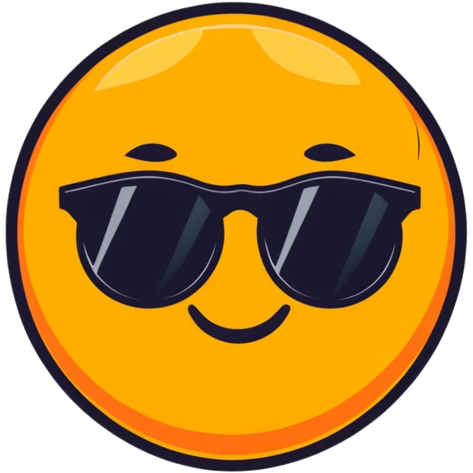 bright orange sun with cool black sunglasses and a cute happy face emoji