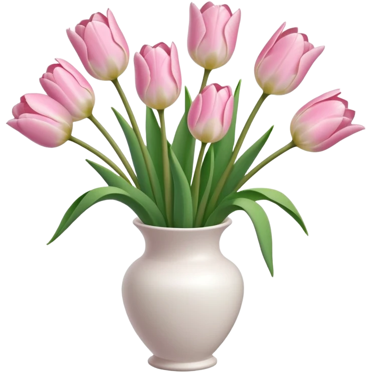 Light pink tulips in white vase emoji