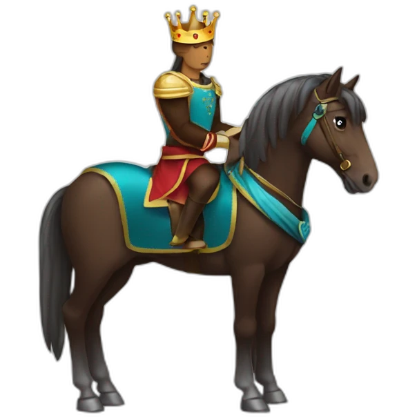 dark brown conceited horse with crown emoji