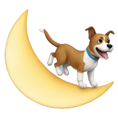 Dog flying over the moon emoji