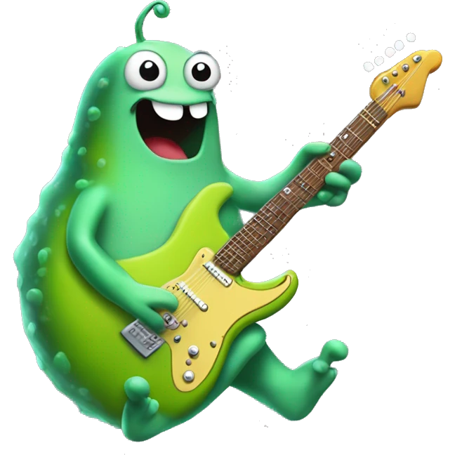 Happy slimy slug playing electric guitar emoji