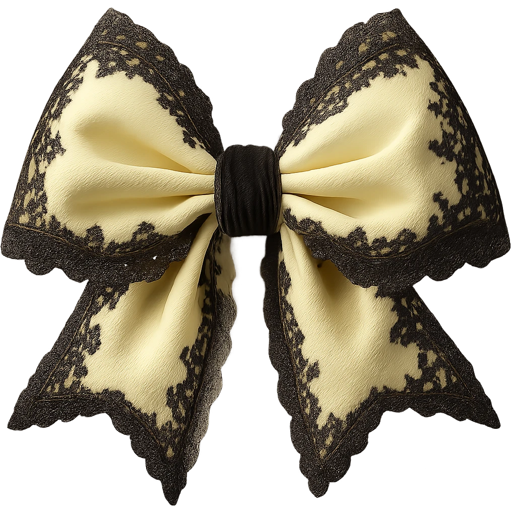 Make the gothic yellow bow pastel yellow while keeping the lace and velvet details. Maintain a photorealistic style and keep the background transparent. emoji