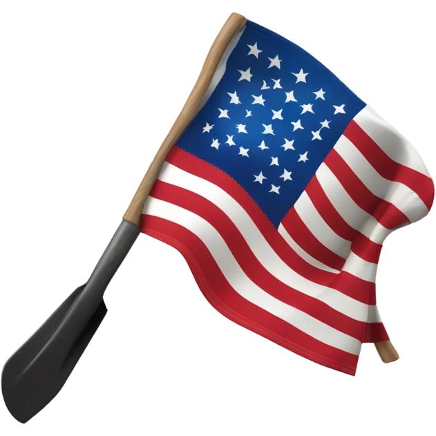 American flag connected to a black shovel emoji