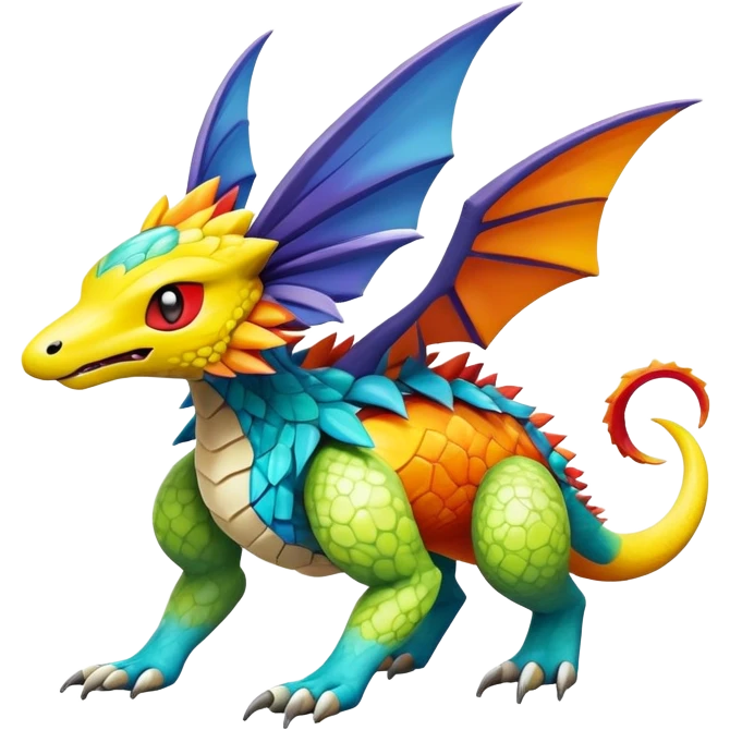 Colorful Exotic Pokémon-Fakémon-hybrid-creature (full body) emoji
