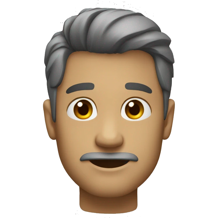 Um homem com o rosto todo cinza como queixo grande emoji