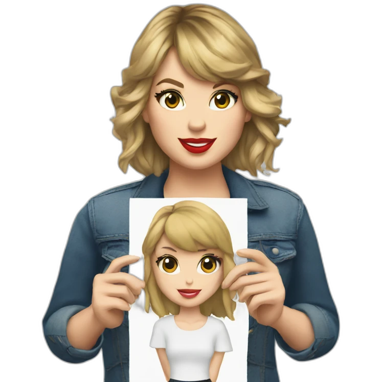 Taylor Swift holding a poster saying Lara emoji