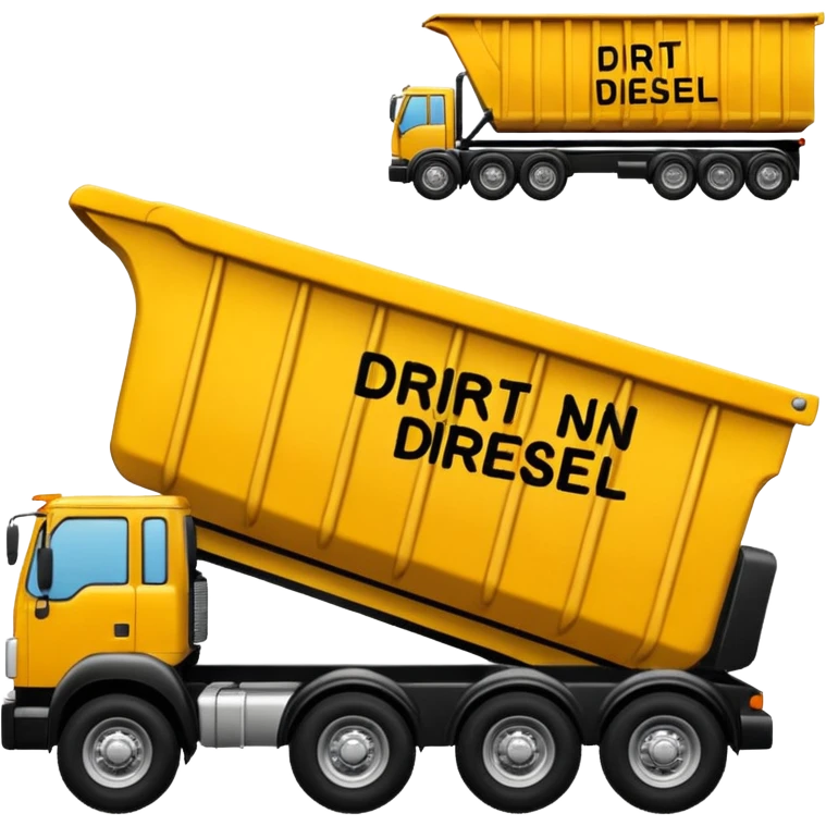 dump end trailer with the words 'Dirt n Diesel' on it, emoji style emoji