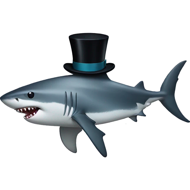 Shark with a top hat emoji