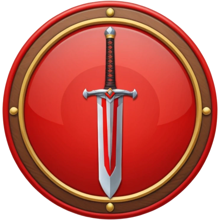 Make an mmo rpg red sword class icon inside of a round emblem in anime style emoji