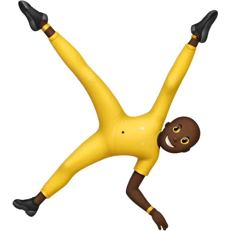 Can u make a smiley face emoji with him kicking his legs up in the back but make him black  emoji