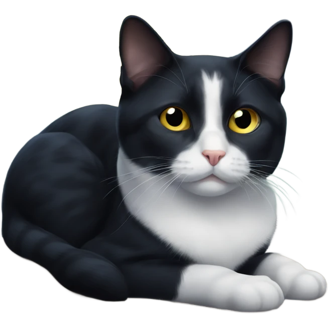 Tuxedo Cat under moonlight gaze emoji