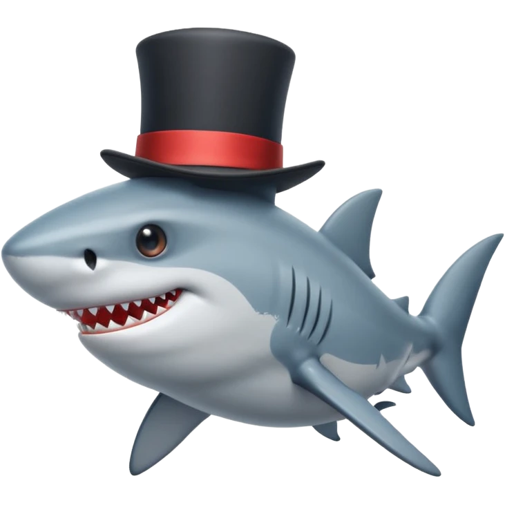Shark with a top hat emoji