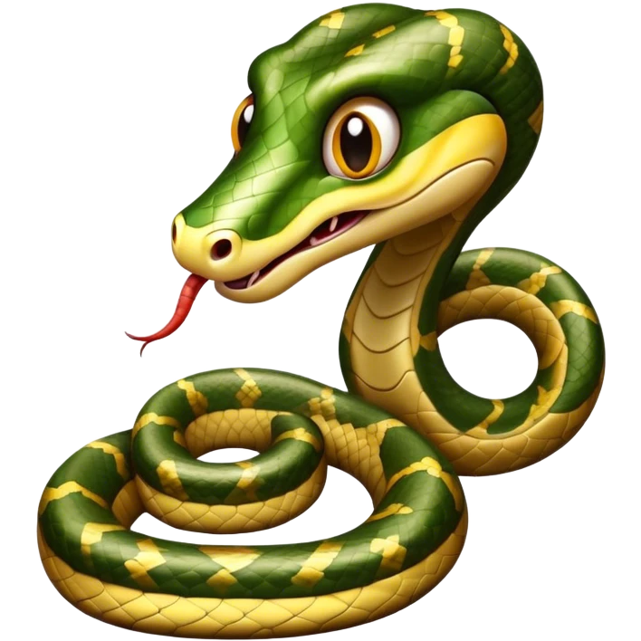 Cinematic Comical Python Portrait Emoji, Head tilted dramatically with an exaggeratedly shocked expression, featuring a robust, patterned body with wide, comically expressive eyes full of humorous disbelief, Simplified yet hilariously expressive features, highly detailed, glowing with a slightly sassy glow, high shine, dramatic yet playful, stylized with an air of quirky reptilian attitude, soft glowing outline, capturing the essence of a meme-worthy python that looks ready to side-eye its way into viral fame! emoji