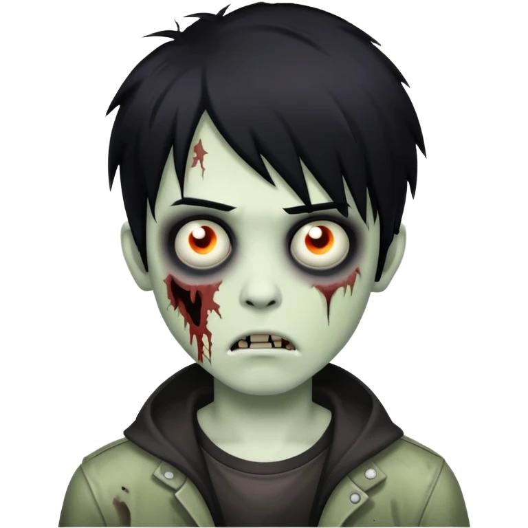 boy zombie with black hair, emo style emoji