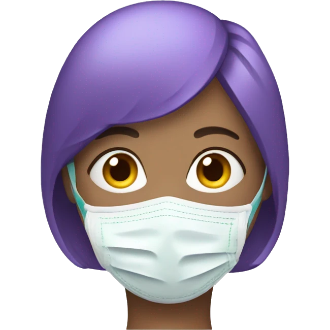 Woman with short purple hair with oxygen mask emoji