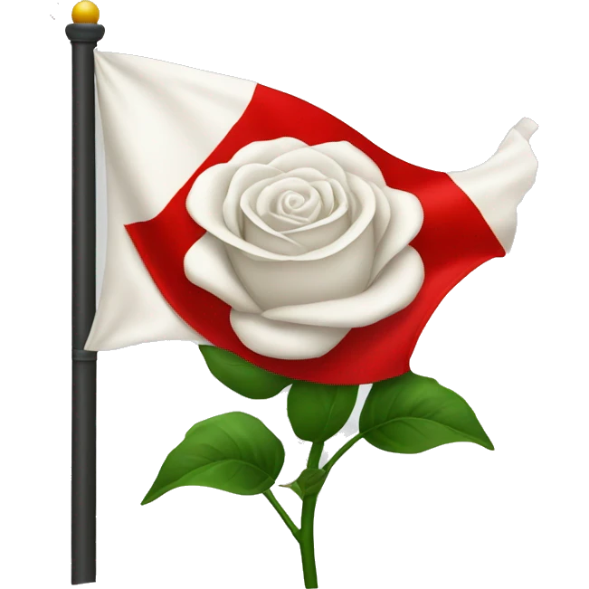 emoji white flag with red rose on the center emoji