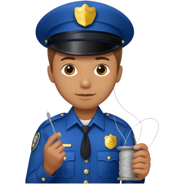 police officer holding a spool of thread emoji