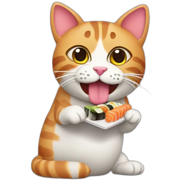 Cat eating sushi birthday emoji