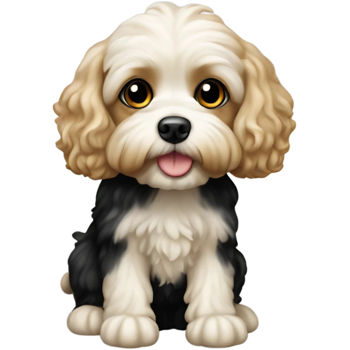 Black and cream cavapoo emoji