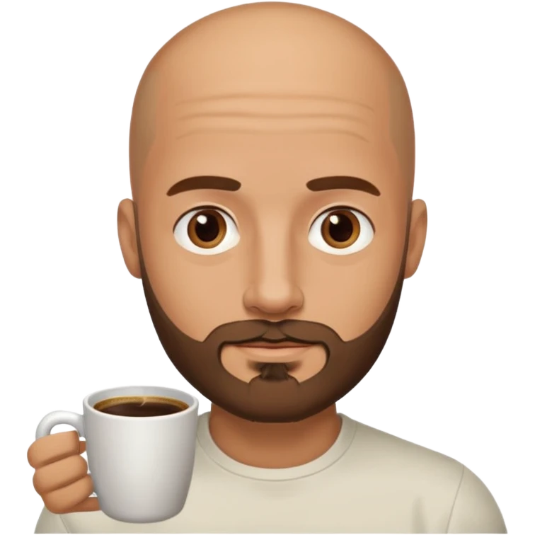 men with coffee no hair, 3 day beard emoji