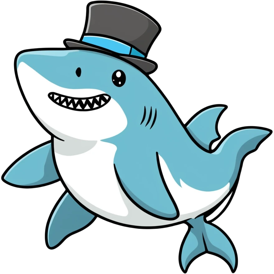Shark with a top hat emoji