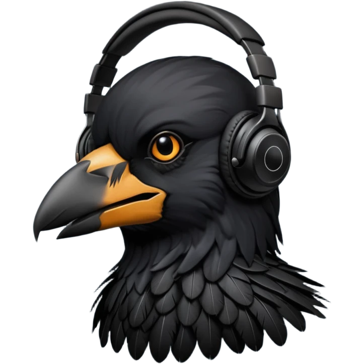 crow with headphones emoji