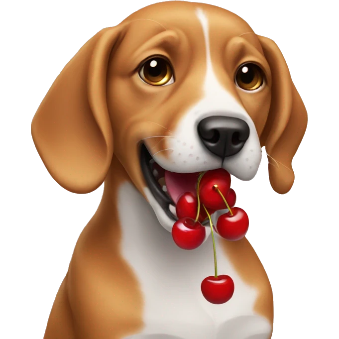 dog eating cherry emoji