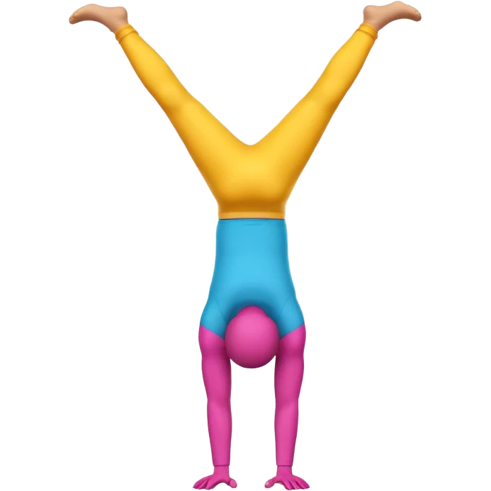 "3D man emoji doing a handstand, cheerful, colorful cartoon style, bright vibrant colors, simple background." emoji