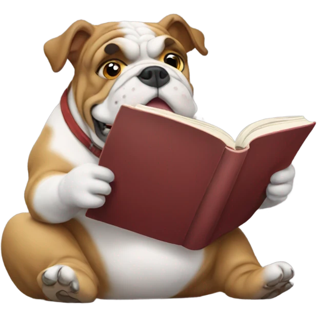 Bulldog reading book  emoji