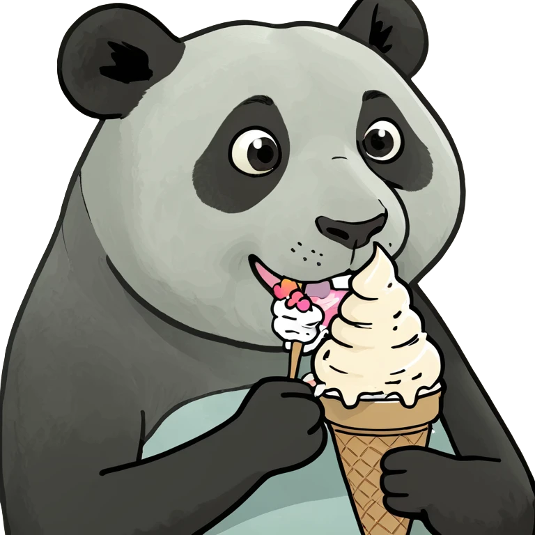 Panda eating ice cream emoji