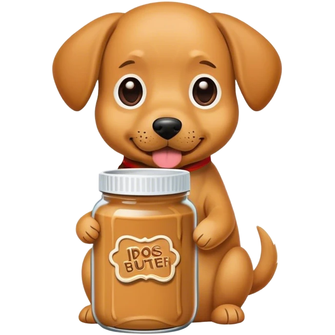 A dog with a jar of peanut butter emoji