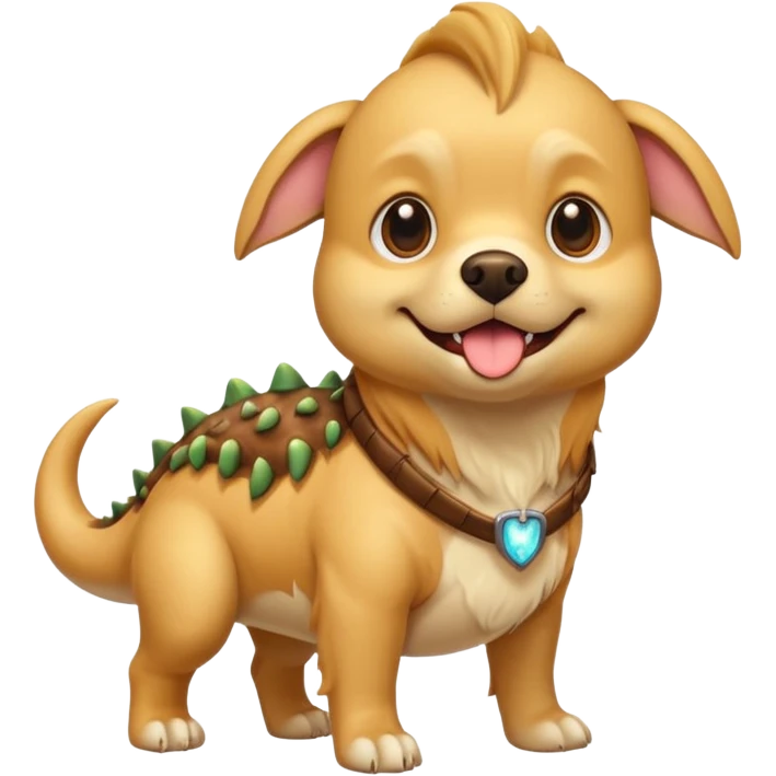 een killer golden retriever in een dino kostuum dat een chihuahua in een dino pak vermoordt emoji
