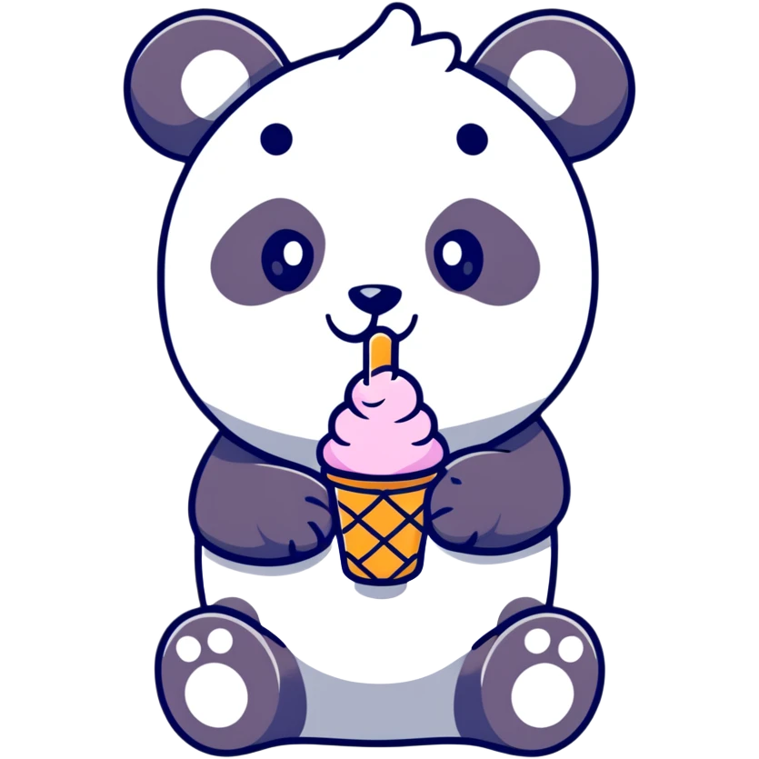 Panda eating ice cream emoji