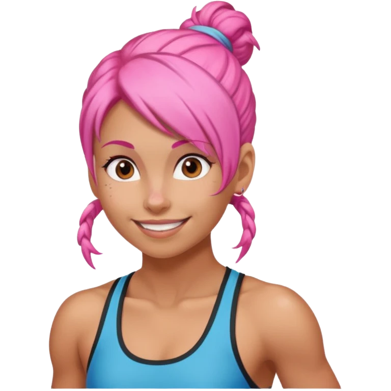 climber woman with pink bun hair emoji