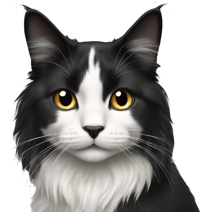 Black and white long haired cat emoji