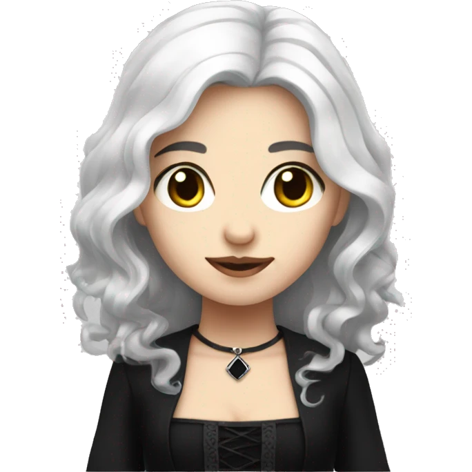white hair girl with black gothic dress emoji