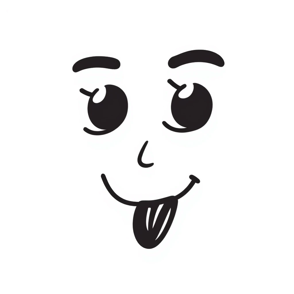 A hand-drawn face with X eyes and tongue out emoji