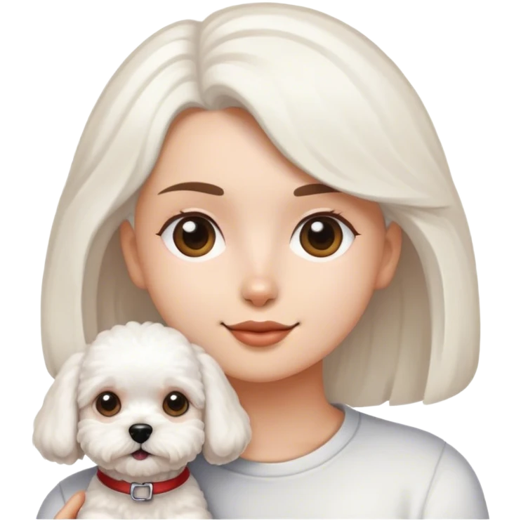 A person wicht a dog bichón maltés Big  emoji