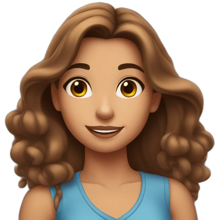 young woman with long brown hair at disneyworld emoji