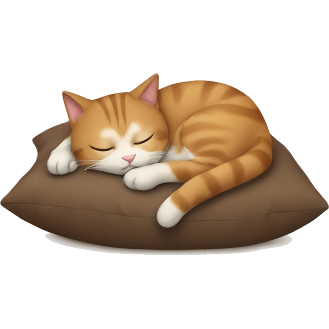 cat sleeping on brown pillow emoji