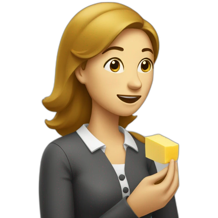 Woman eating a whole stick of butter emoji