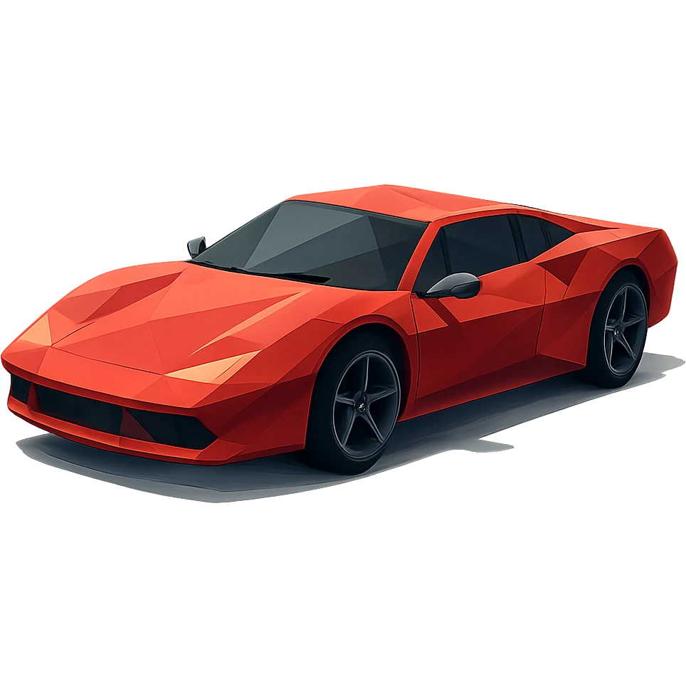 low-poly polygonal Ferrari sports car with geometric shapes emoji